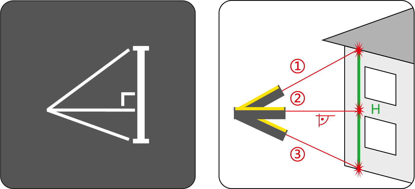 3-punts Pythagoras-functie met indirecte hoogtemeting