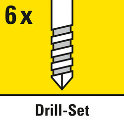 6 boren voor direct gebruik meegeleverd