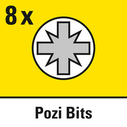 8 Prozidriv-profielbits in PZ1 – PZ3