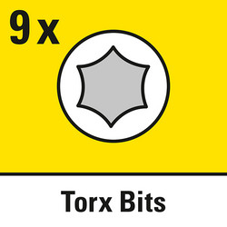 9 Torx-profielbits in T10 – T40