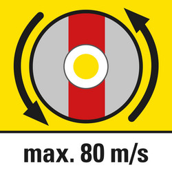 Omtreksnelheid max. 80 m/s