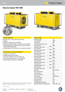 Productkaart  elektrische verwarmingsblower TEH 400 (INT)