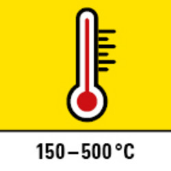 Temperatuurinstelling 150 °C – 500 °C