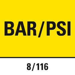 Vermogen regelbaar in bar of psi