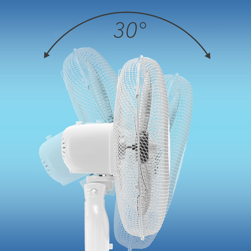 Verstelbare hellingshoek van de ventilatorkop tot max. 30°