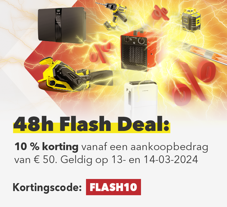 48h Flash Deal: 10 % korting vanat een aankoopbedrag van € 50. Geldig op 13- en 14-03-2024